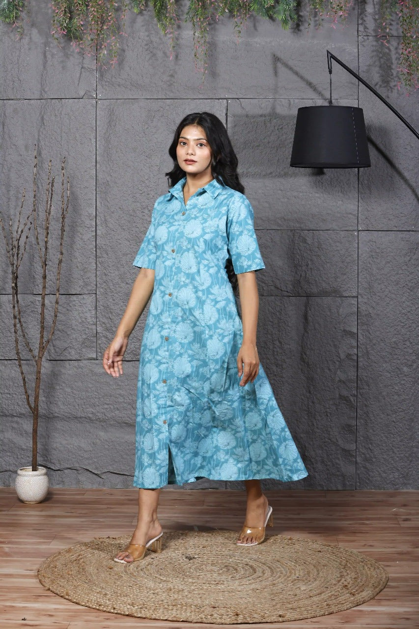 Sea Bloom Shirt Dress