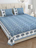 Traditional Floral Buta Design Double Bedsheet 95x108 – Parkota Collection with Pillow Covers