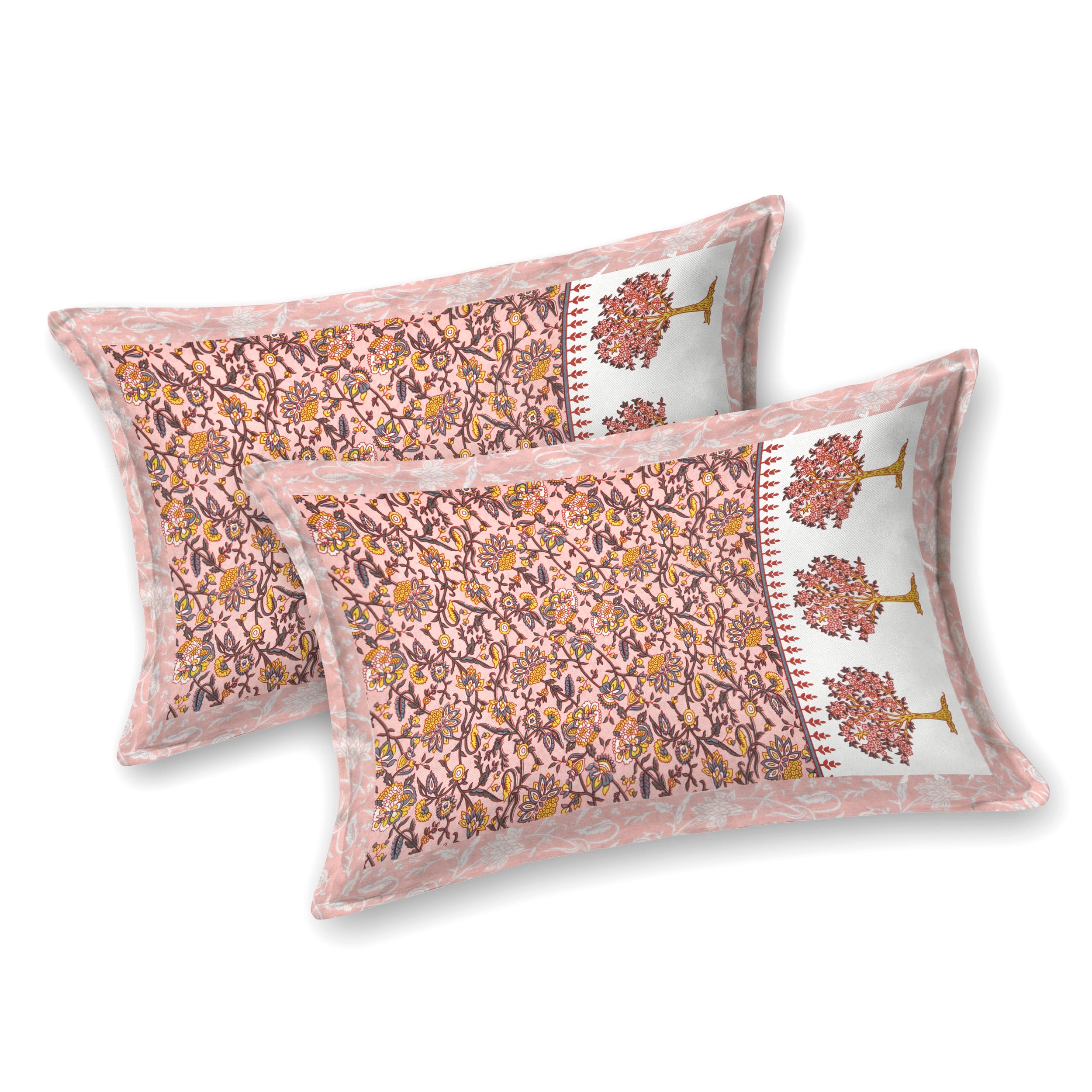 Traditional Floral Buta Design Double Bedsheet 95x108 – Parkota Collection with Pillow Covers
