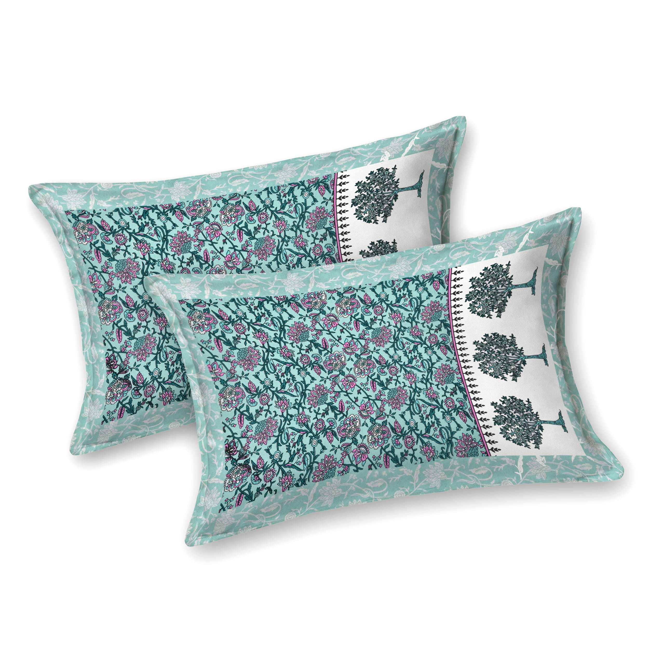 Traditional Floral Buta Design Double Bedsheet 95x108 – Parkota Collection with Pillow Covers