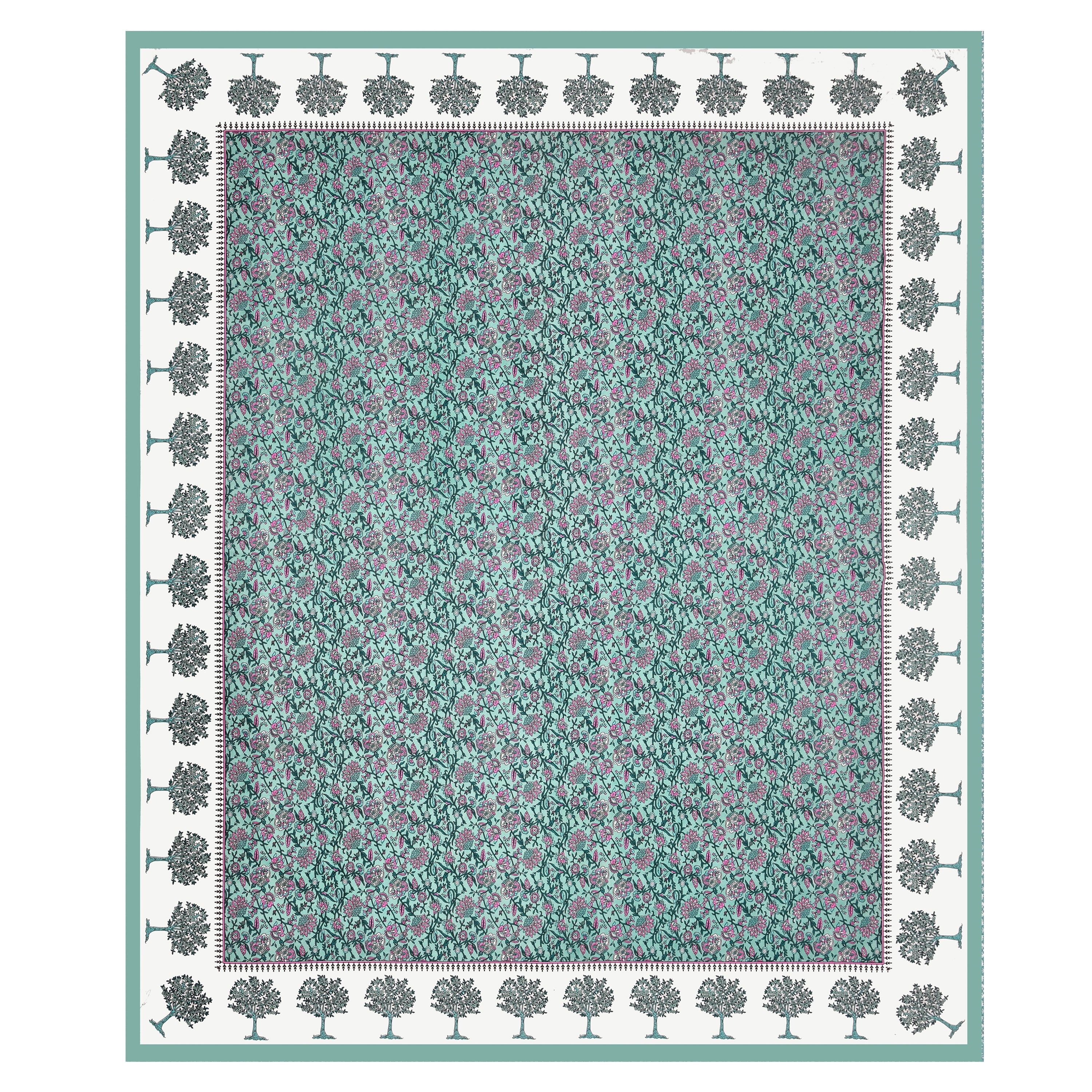 Traditional Floral Buta Design Double Bedsheet 95x108 – Parkota Collection with Pillow Covers