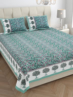 Traditional Floral Buta Design Double Bedsheet 95x108 – Parkota Collection with Pillow Covers