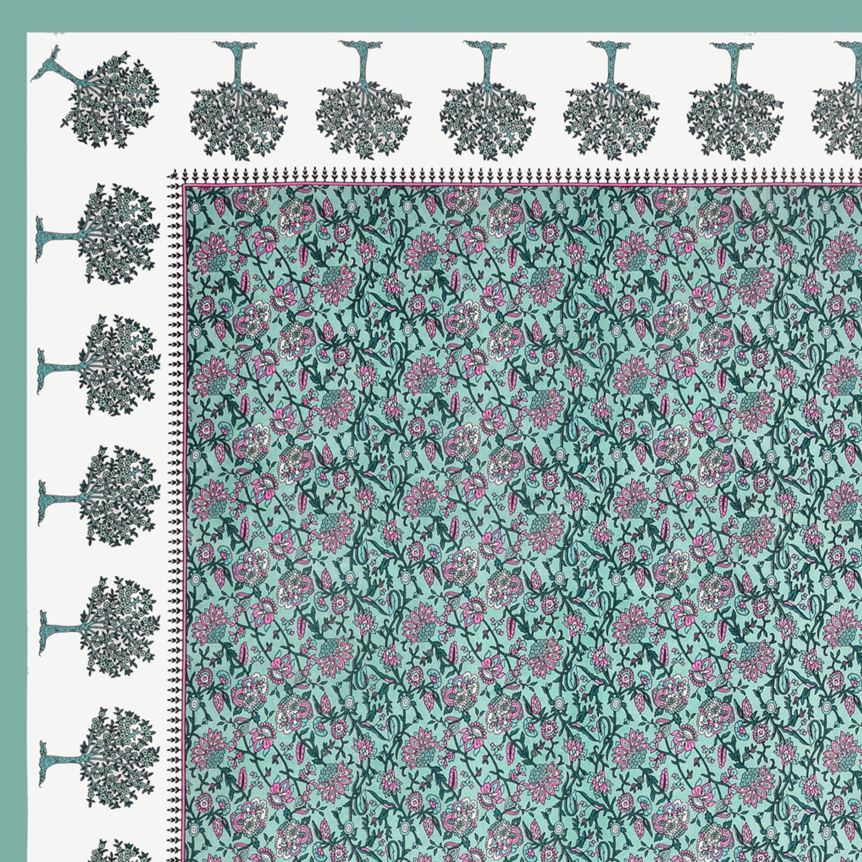 Traditional Floral Buta Design Double Bedsheet 95x108 – Parkota Collection with Pillow Covers