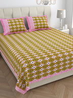 Parkota Collection 95x108 Double Bedsheet with Heritage Tree Motifs & Pillow Covers