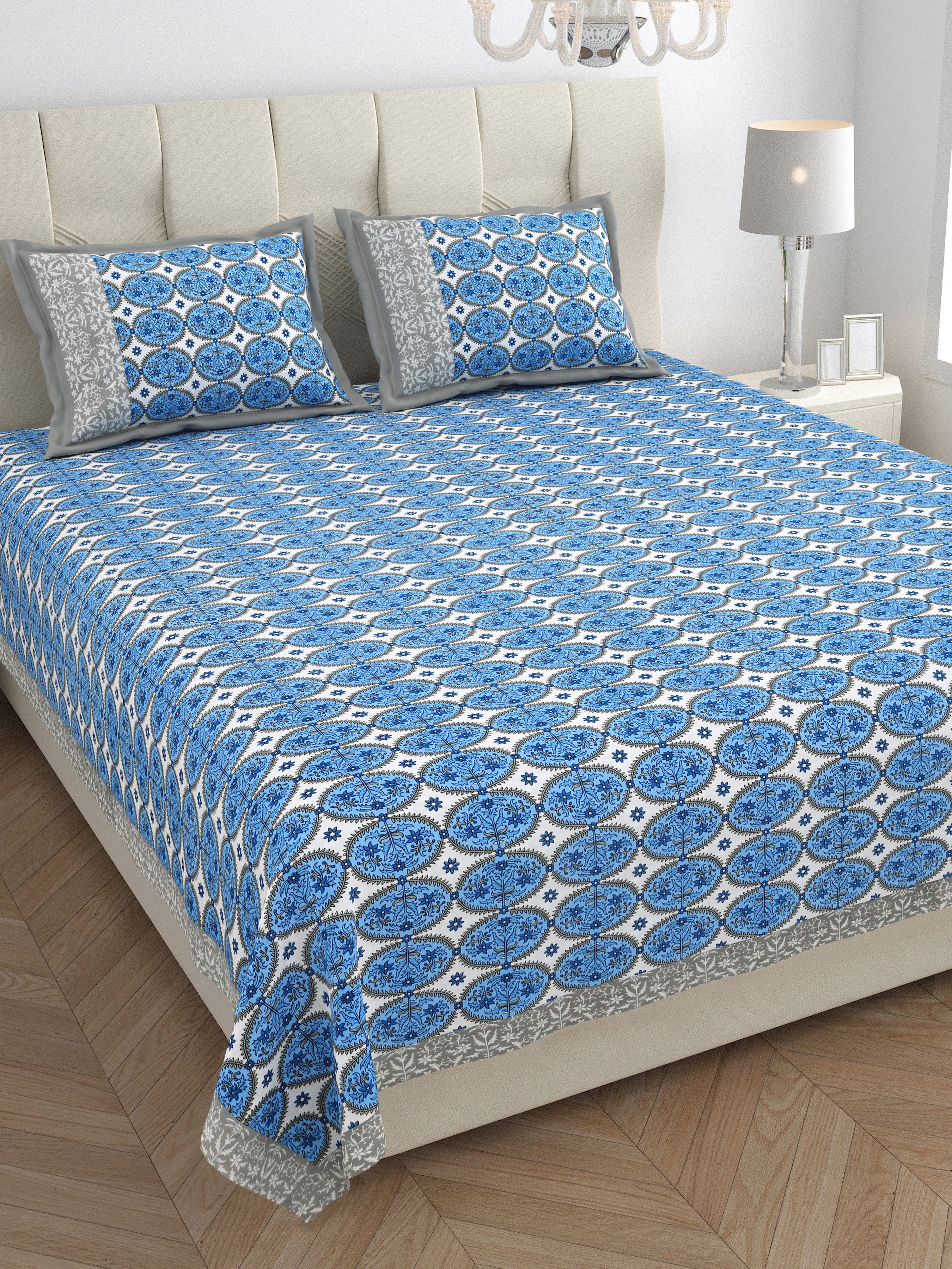 Parkota Collection 95x108 Double Bedsheet with Heritage Tree Motifs & Pillow Covers
