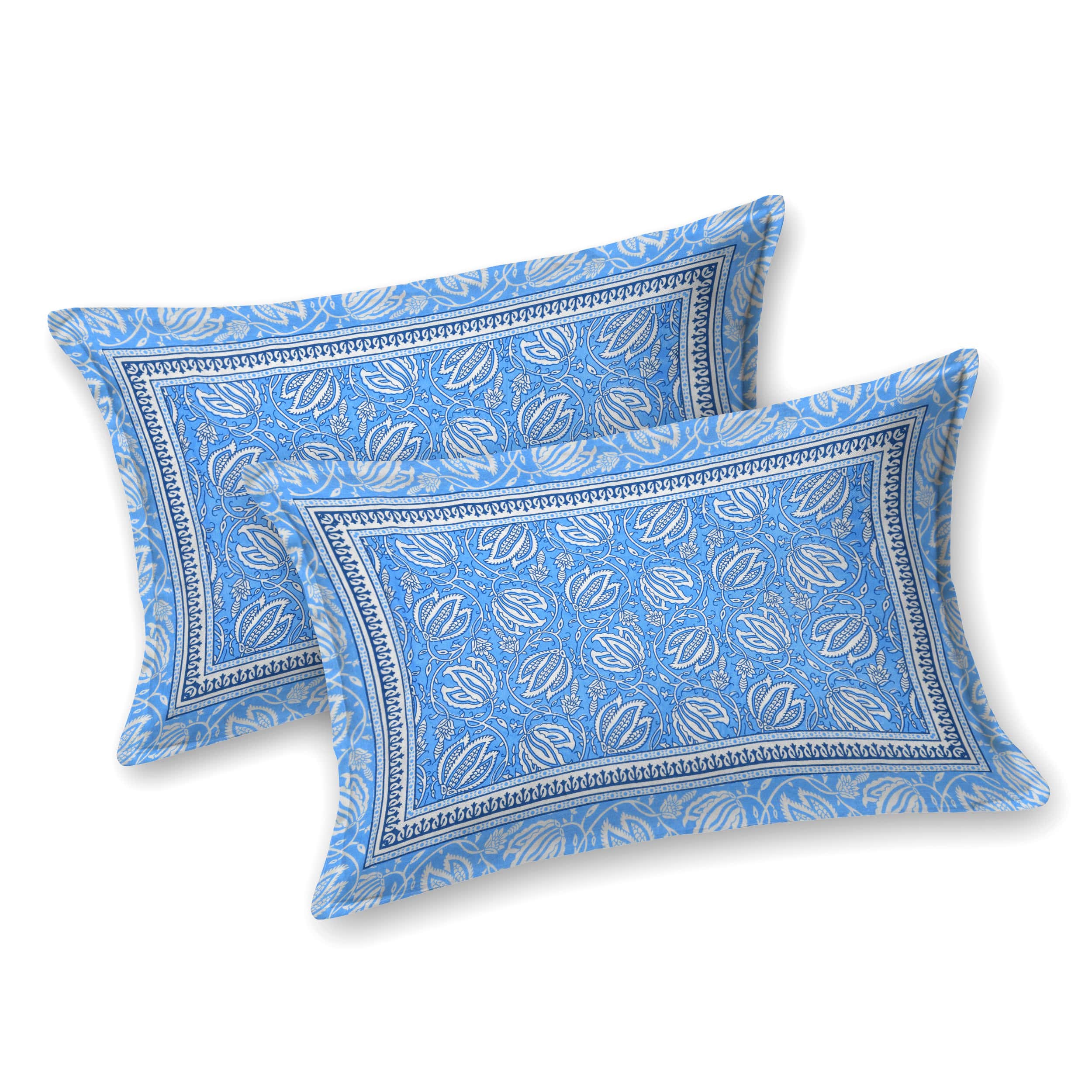 Parkota Collection 95x108 Double Bedsheet with Traditional Floral Buta Patterns & Pillow Covers