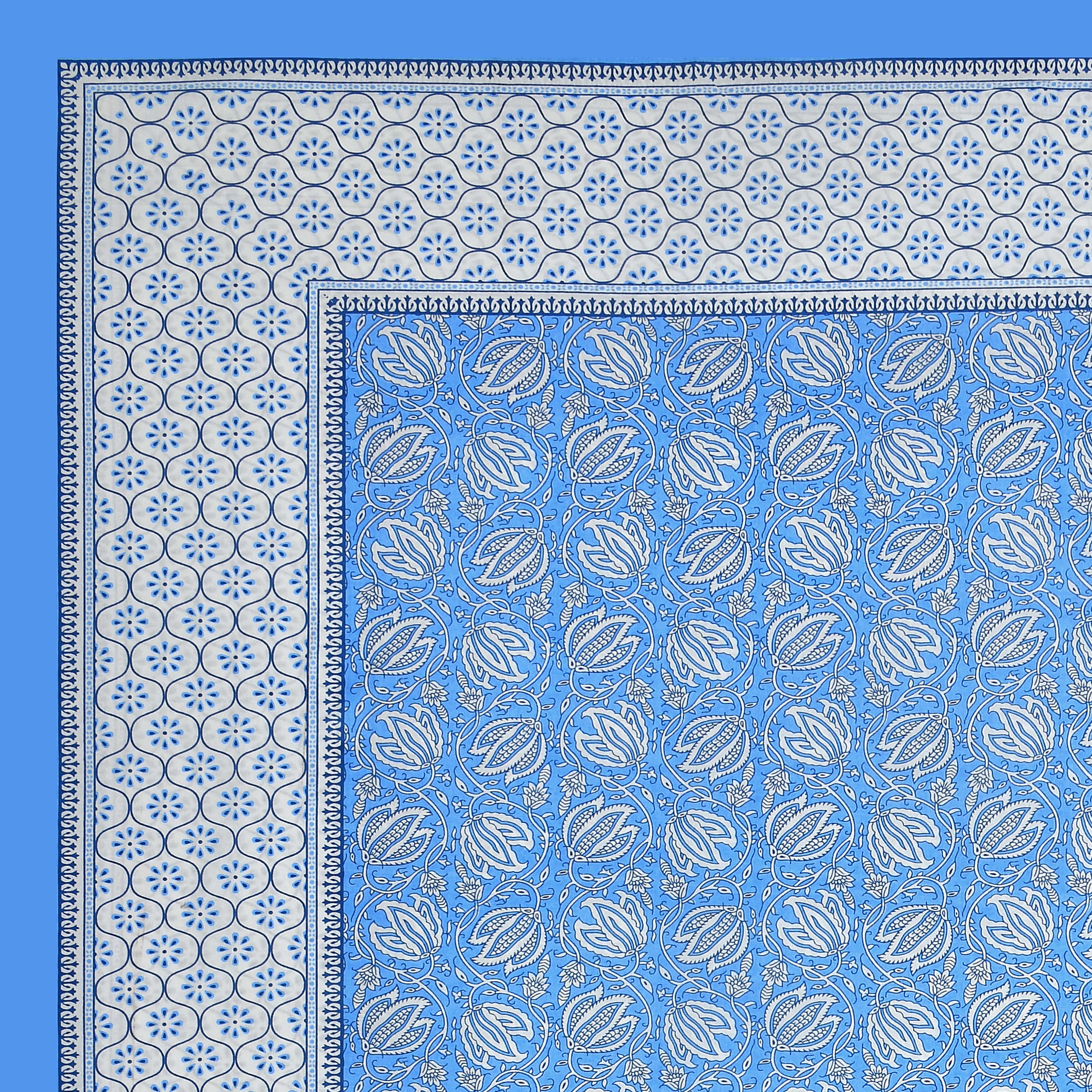 Parkota Collection 95x108 Double Bedsheet with Traditional Floral Buta Patterns & Pillow Covers