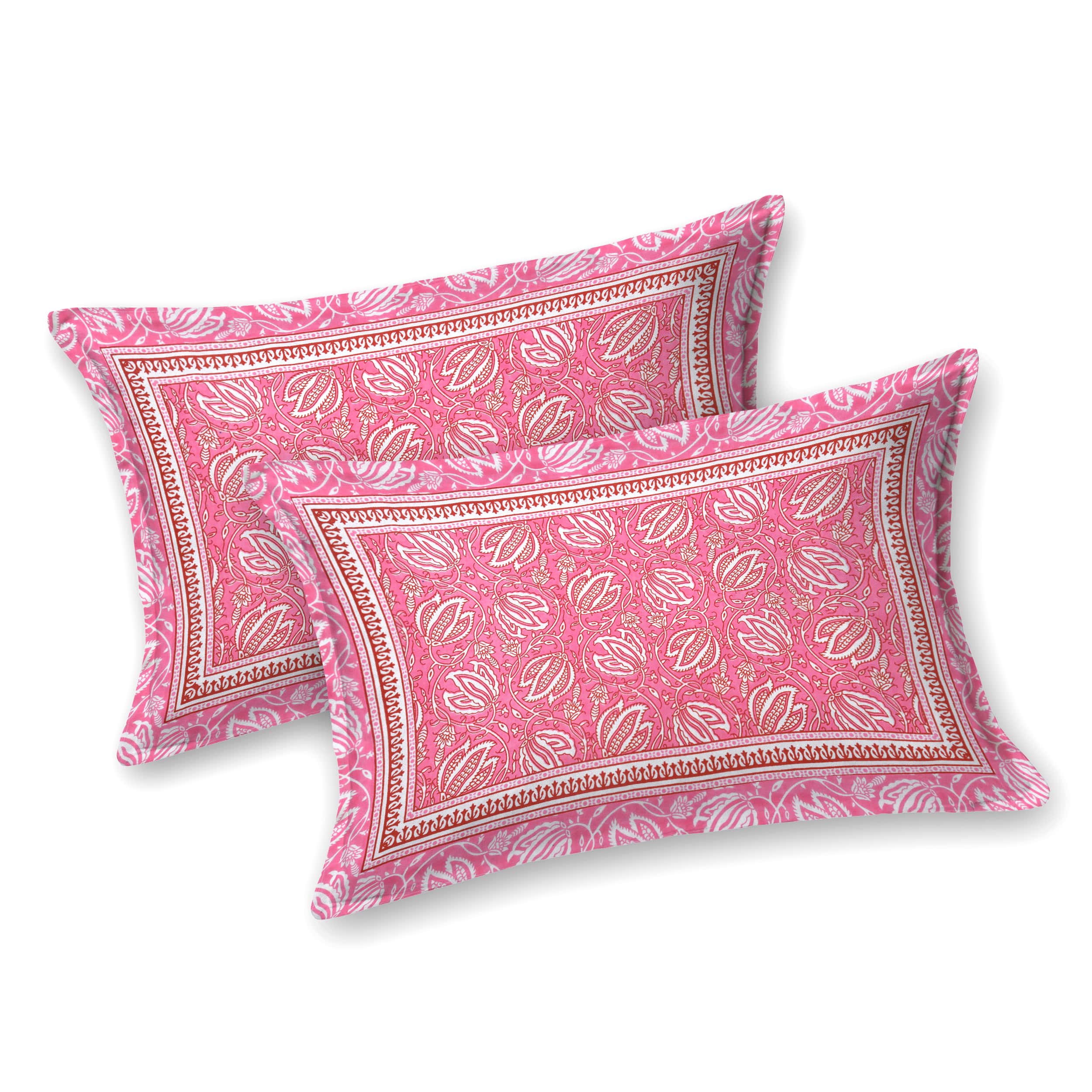 Parkota Collection 95x108 Double Bedsheet with Traditional Floral Buta Patterns & Pillow Covers