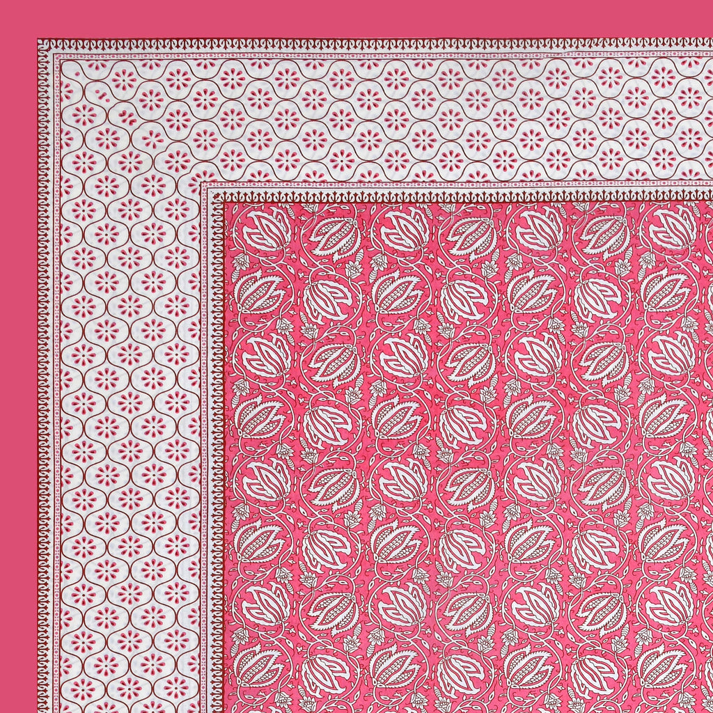 Parkota Collection 95x108 Double Bedsheet with Traditional Floral Buta Patterns & Pillow Covers