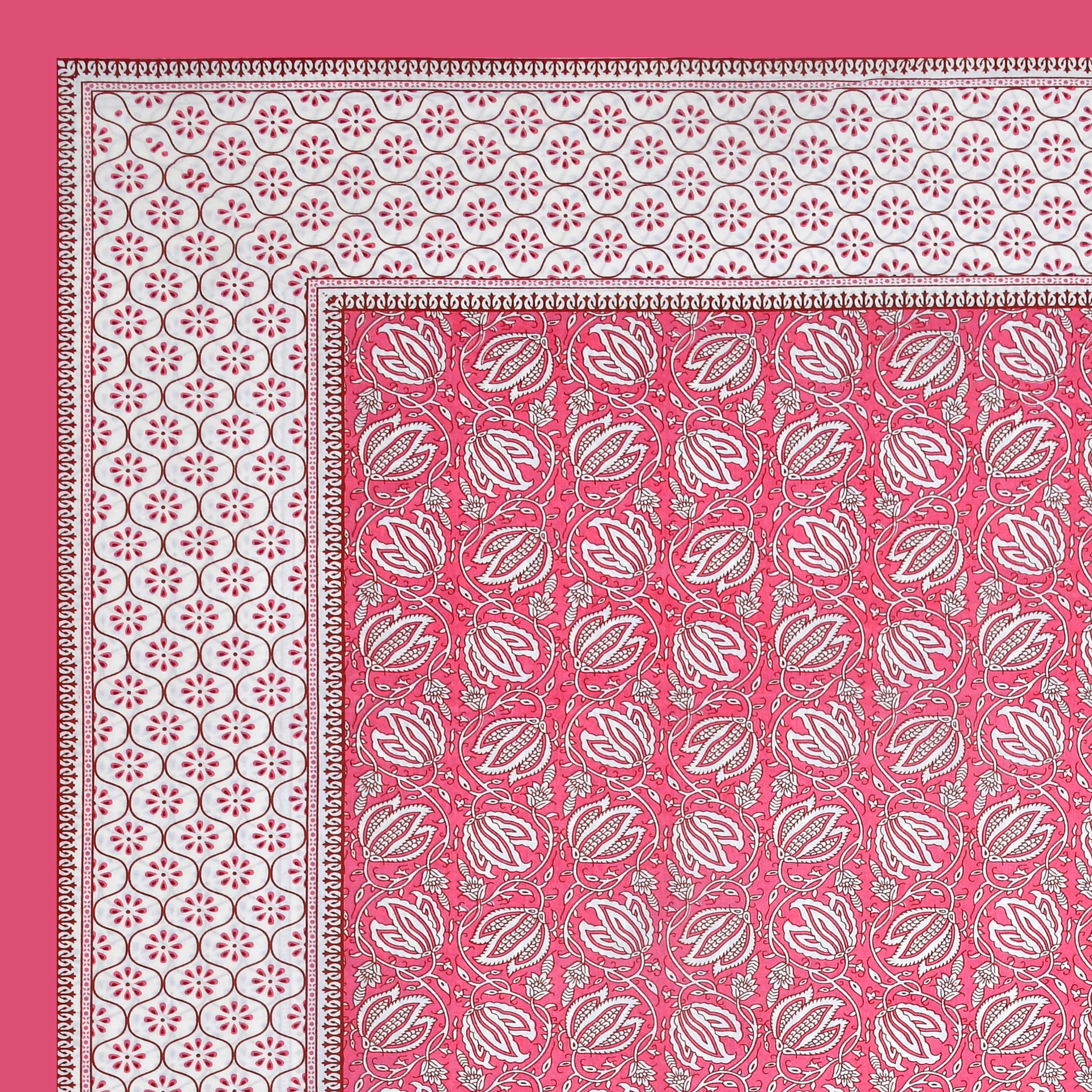 Parkota Collection 95x108 Double Bedsheet with Traditional Floral Buta Patterns & Pillow Covers