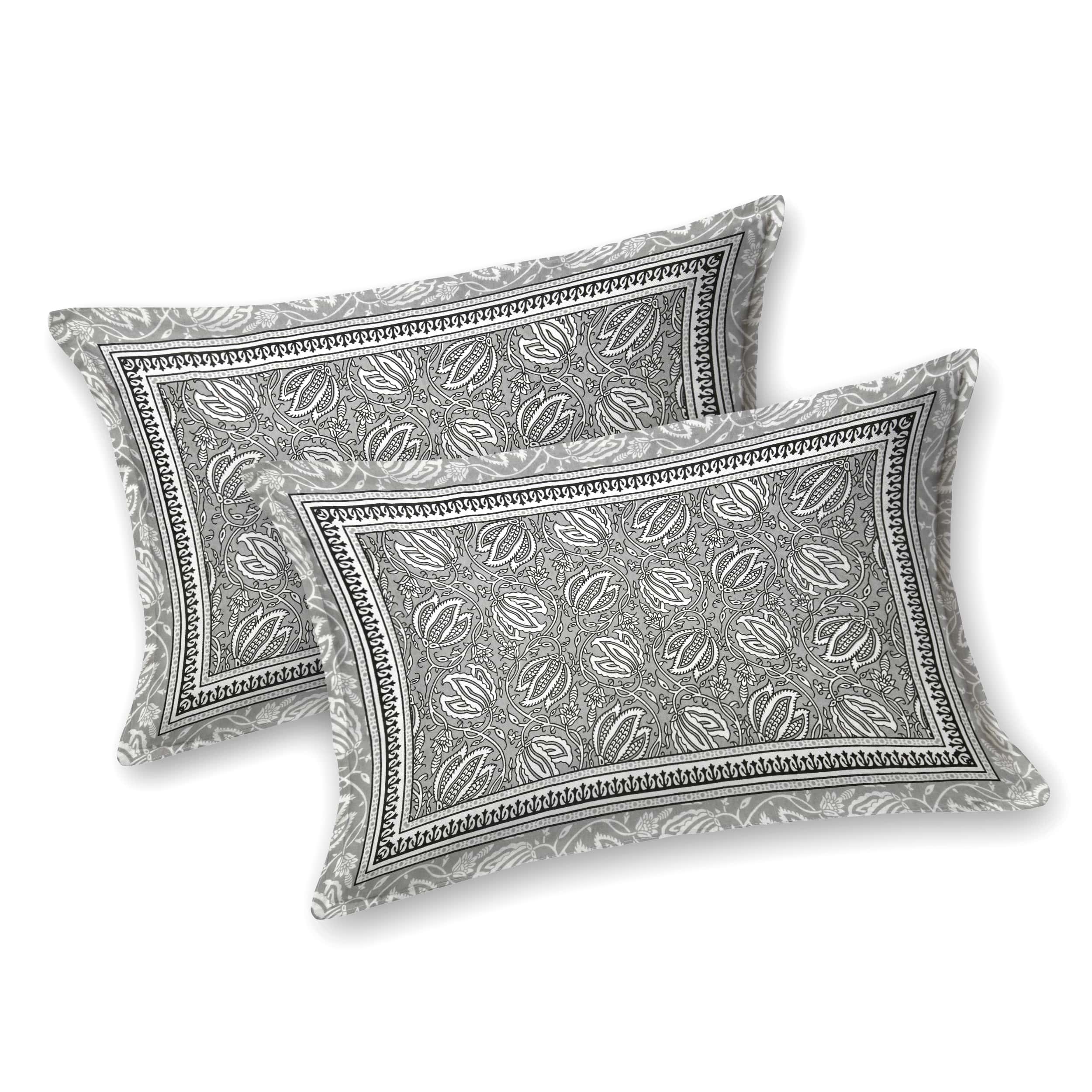 Parkota Collection 95x108 Double Bedsheet with Traditional Floral Buta Patterns & Pillow Covers
