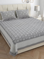 Parkota Collection 95x108 Double Bedsheet with Traditional Floral Buta Patterns & Pillow Covers