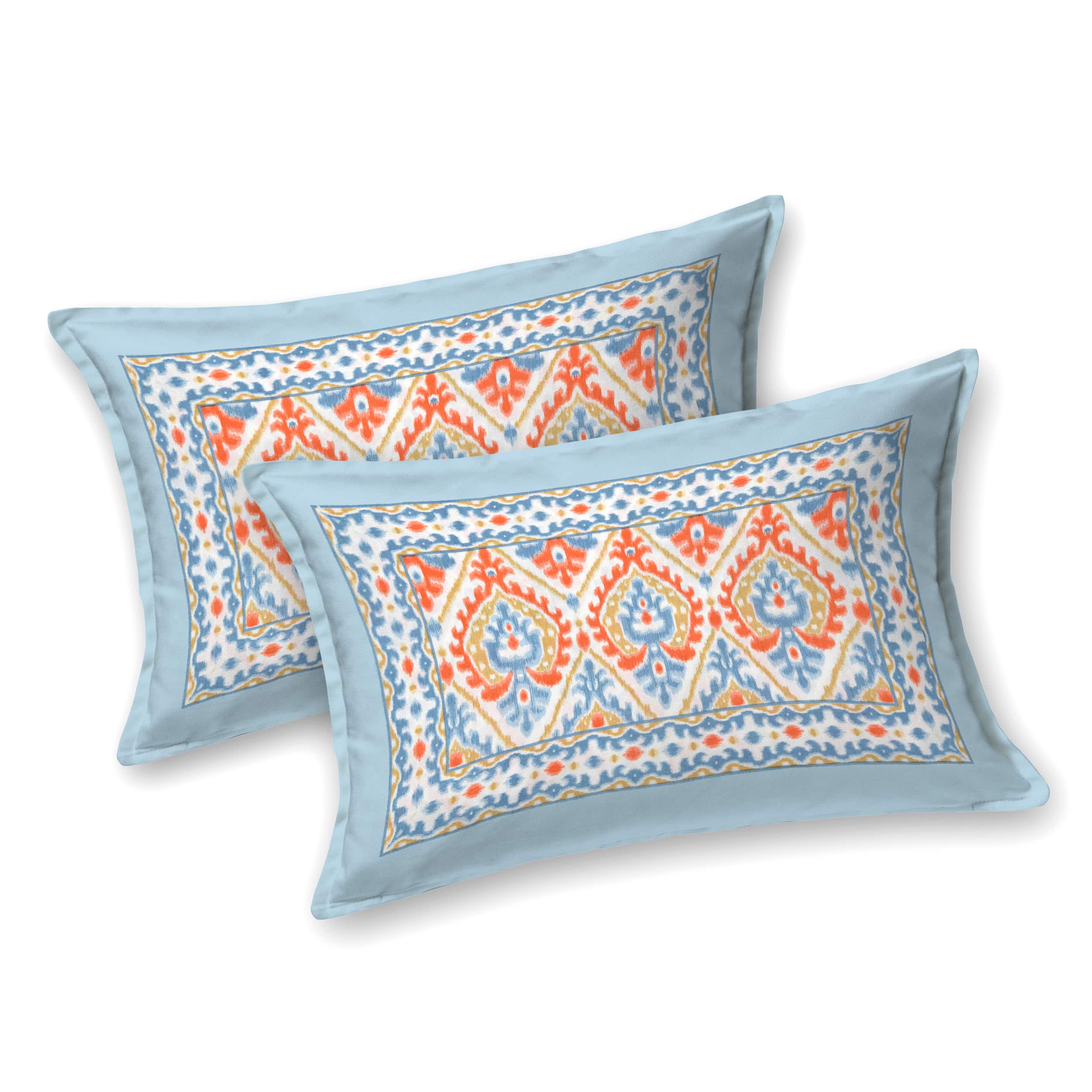 Eklavya Ikat Collection 95x108 Double Bedsheet with Traditional Ikat Motifs & Matching Pillow Covers