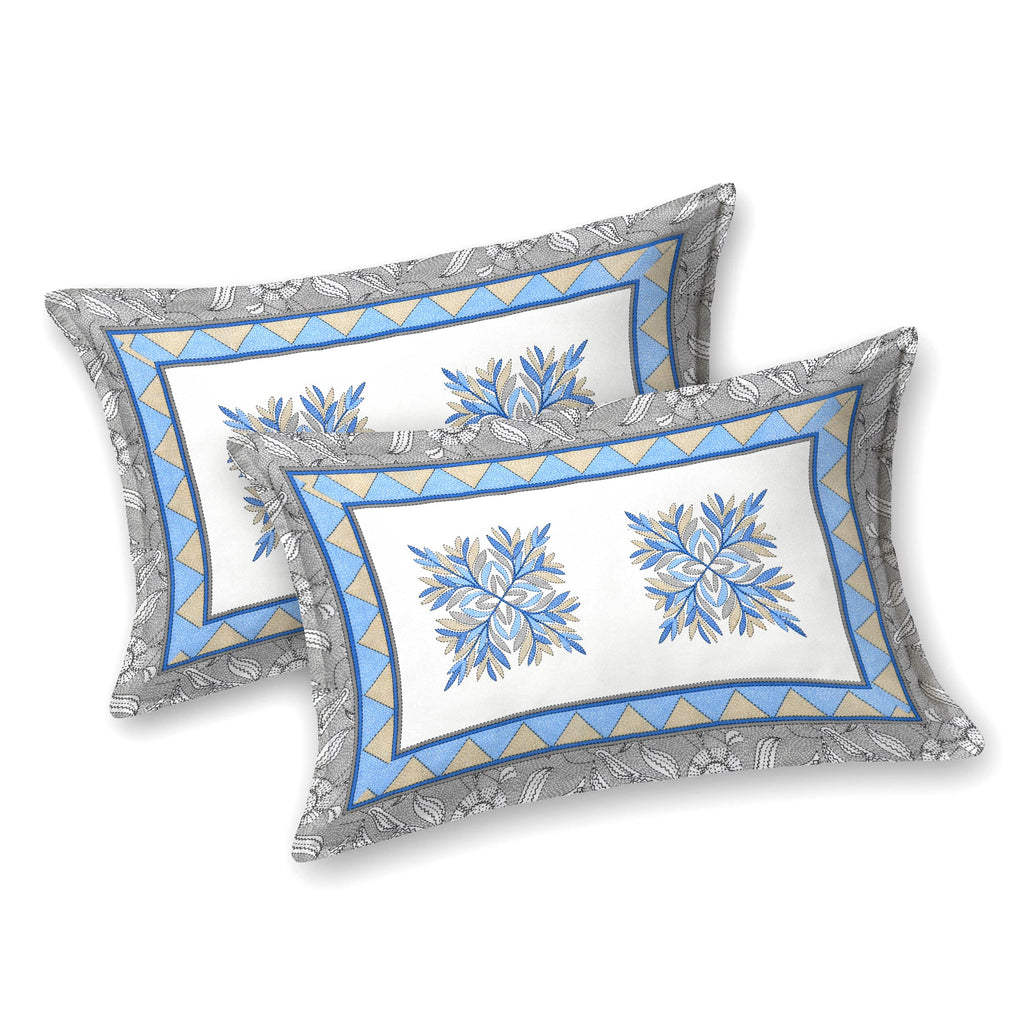 Parkota Bloom Collection 95x108 Double Bedsheet with Traditional Floral Motifs & Matching Pillow Covers