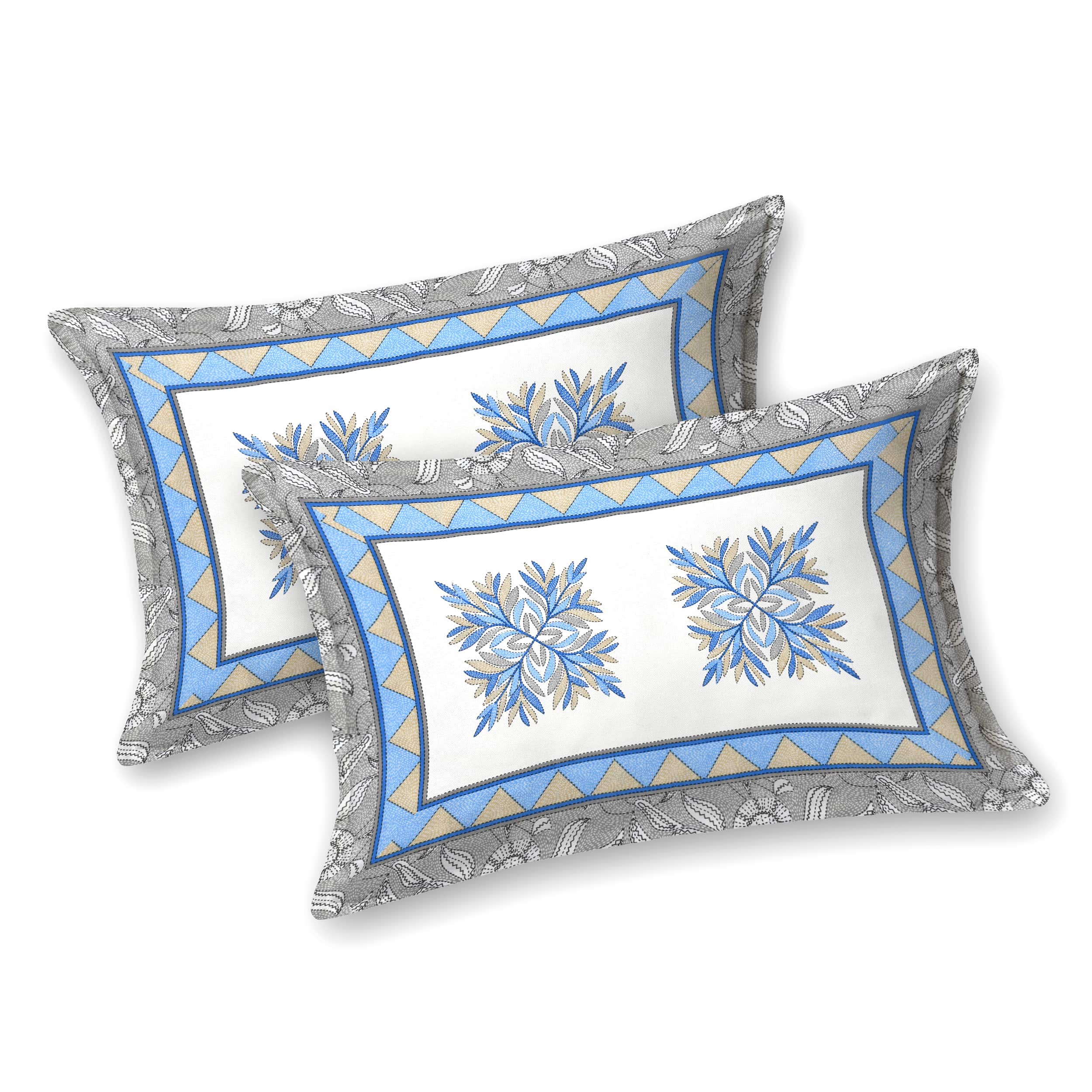Parkota Bloom Collection 95x108 Double Bedsheet with Traditional Floral Motifs & Matching Pillow Covers