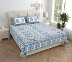 Parkota Bloom Collection 95x108 Double Bedsheet with Traditional Floral Motifs & Matching Pillow Covers