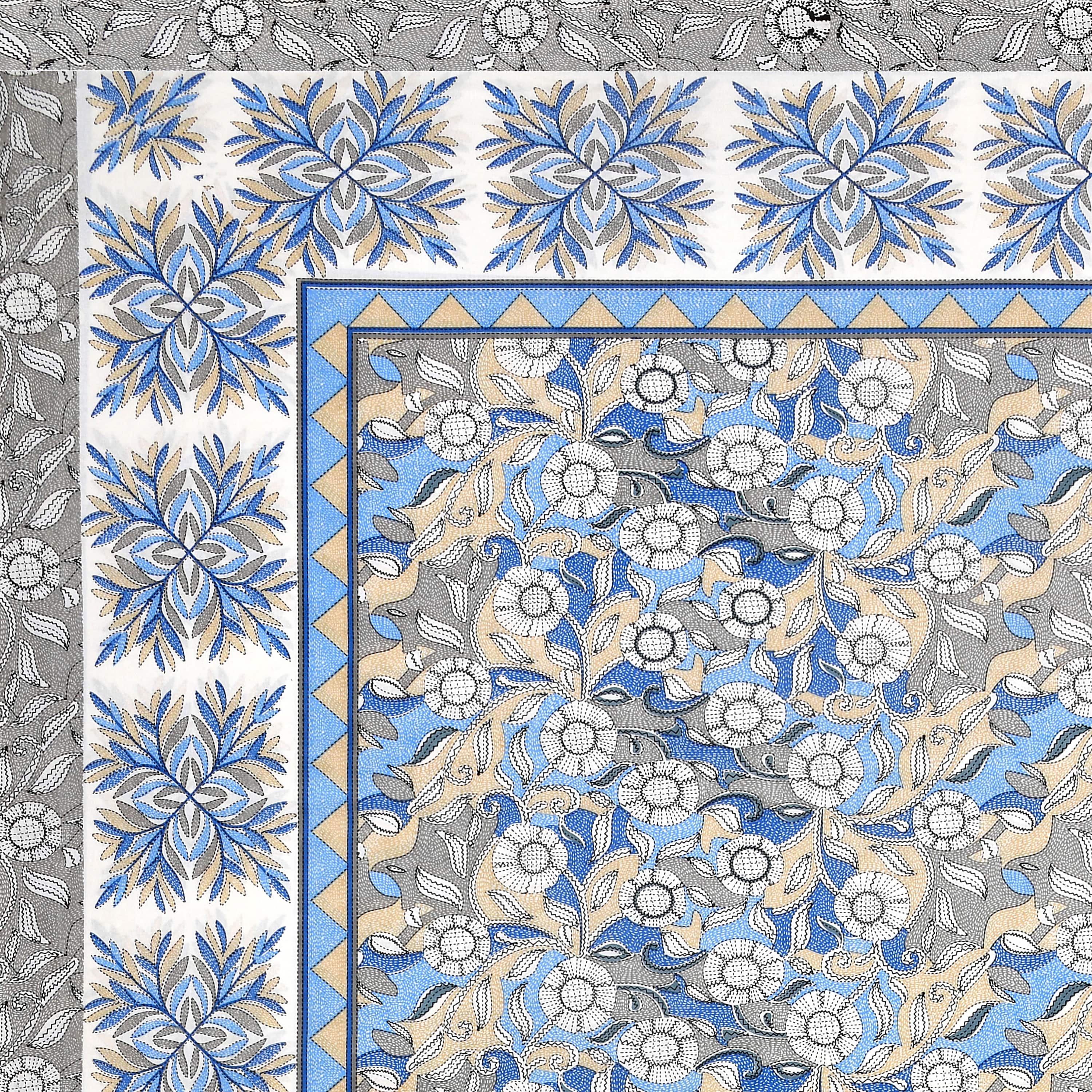 Parkota Bloom Collection 95x108 Double Bedsheet with Traditional Floral Motifs & Matching Pillow Covers