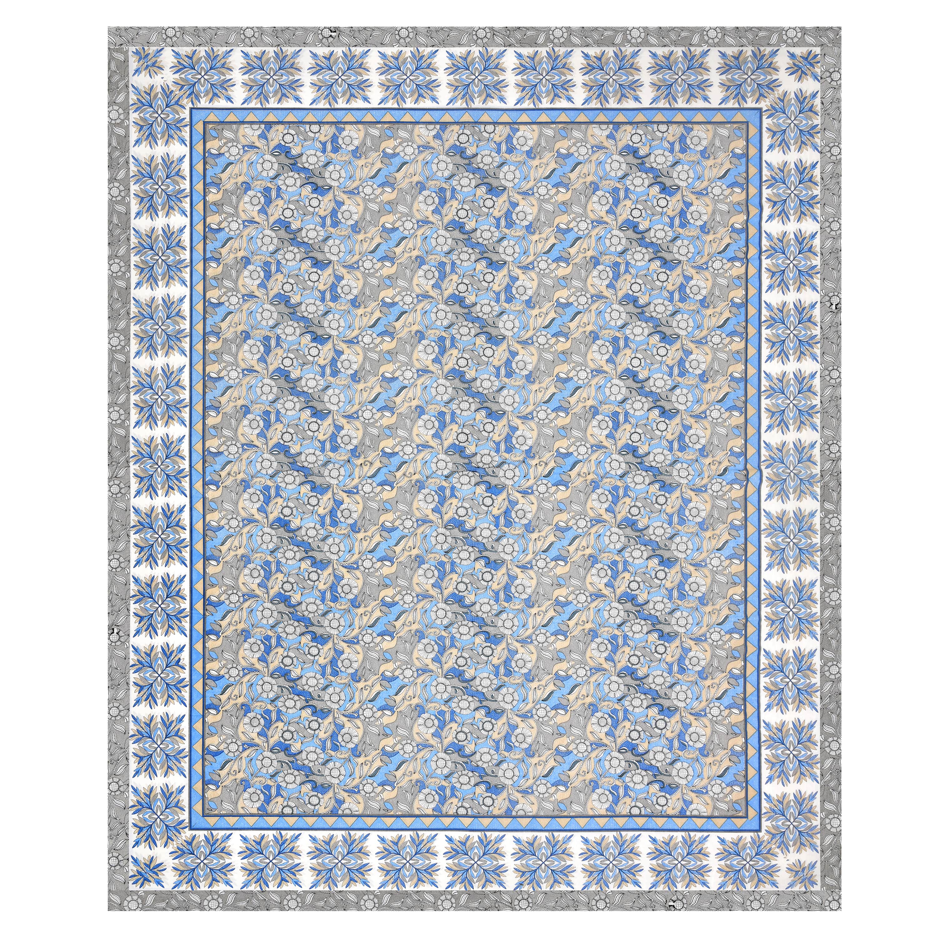 Parkota Bloom Collection 95x108 Double Bedsheet with Traditional Floral Motifs & Matching Pillow Covers