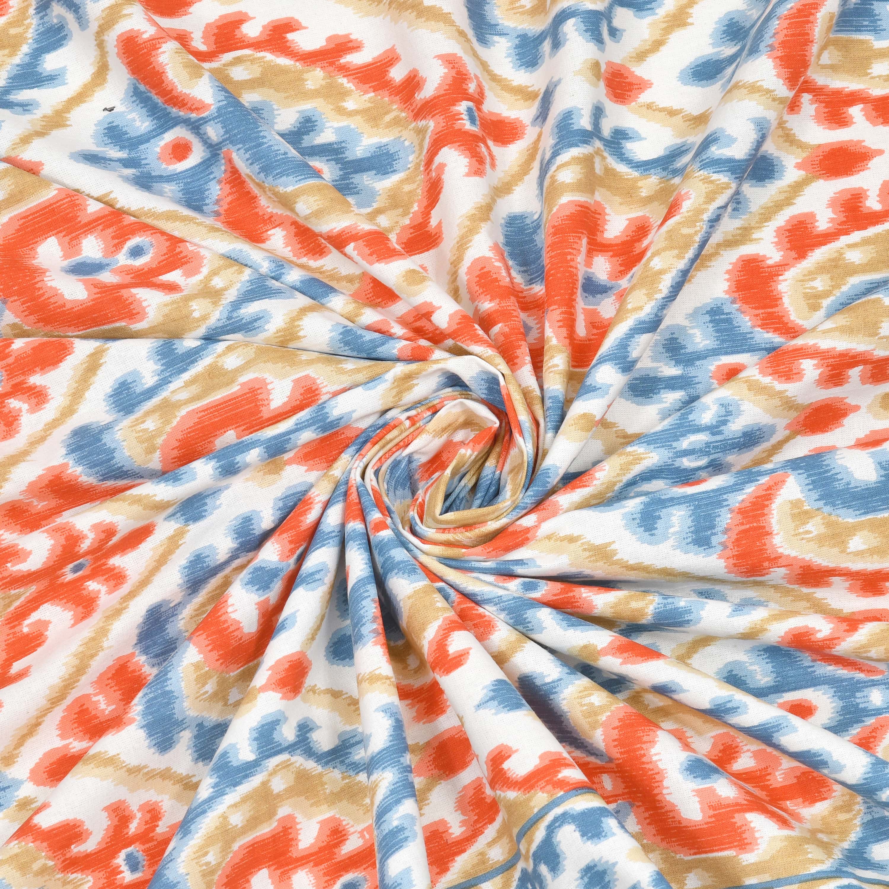 Eklavya Ikat Collection 95x108 Double Bedsheet with Traditional Ikat Motifs & Matching Pillow Covers