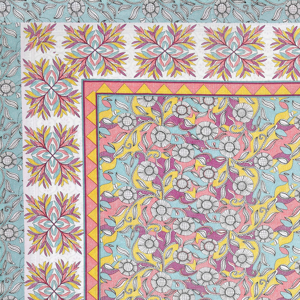 Parkota Bloom Collection 95x108 Double Bedsheet with Traditional Floral Motifs & Matching Pillow Covers