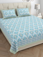 Eklavya Ikat Collection 95x108 Double Bedsheet with Traditional Ikat Motifs & Matching Pillow Covers