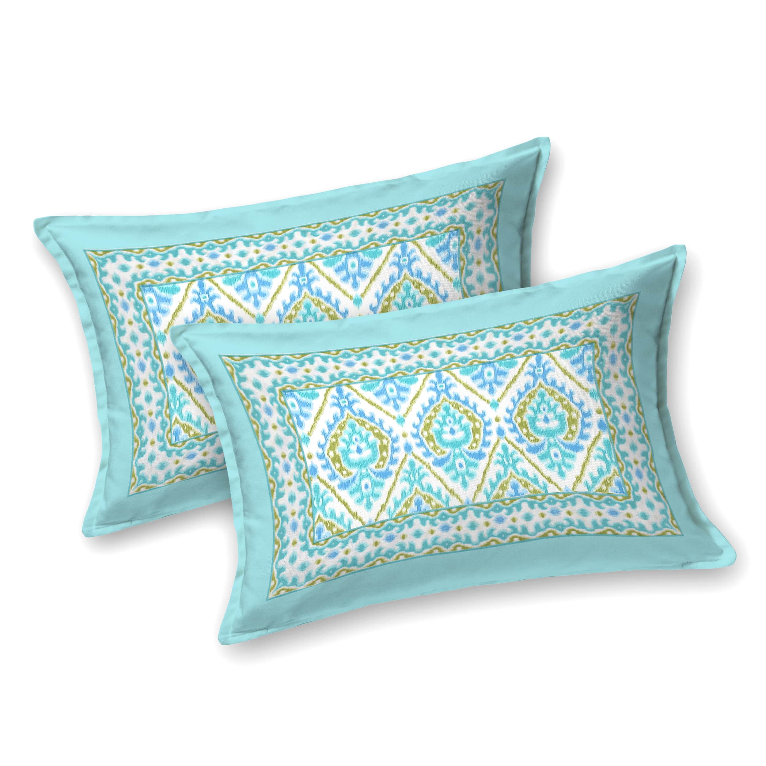 Eklavya Ikat Collection 95x108 Double Bedsheet with Traditional Ikat Motifs & Matching Pillow Covers