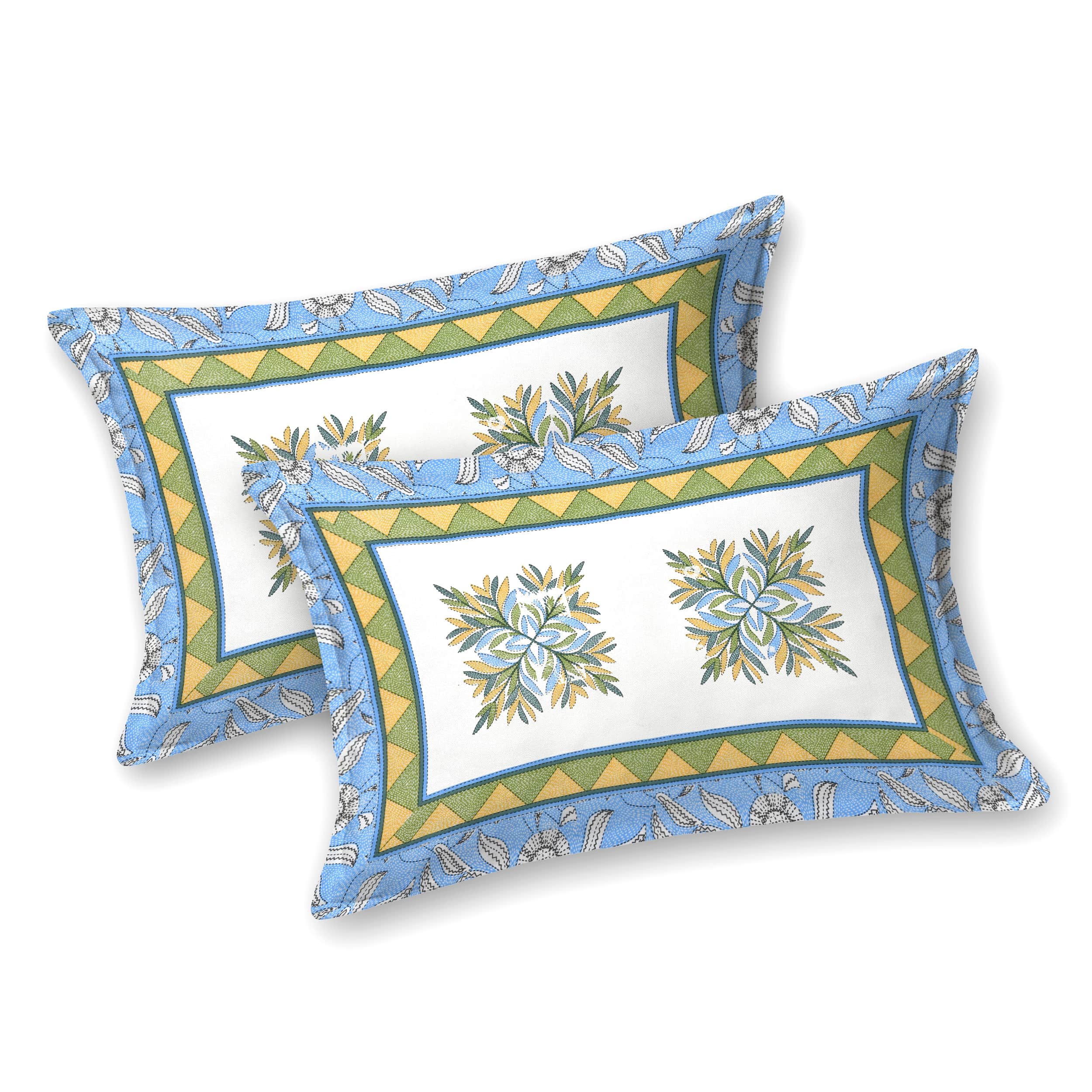 Parkota Bloom Collection 95x108 Double Bedsheet with Traditional Floral Motifs & Matching Pillow Covers