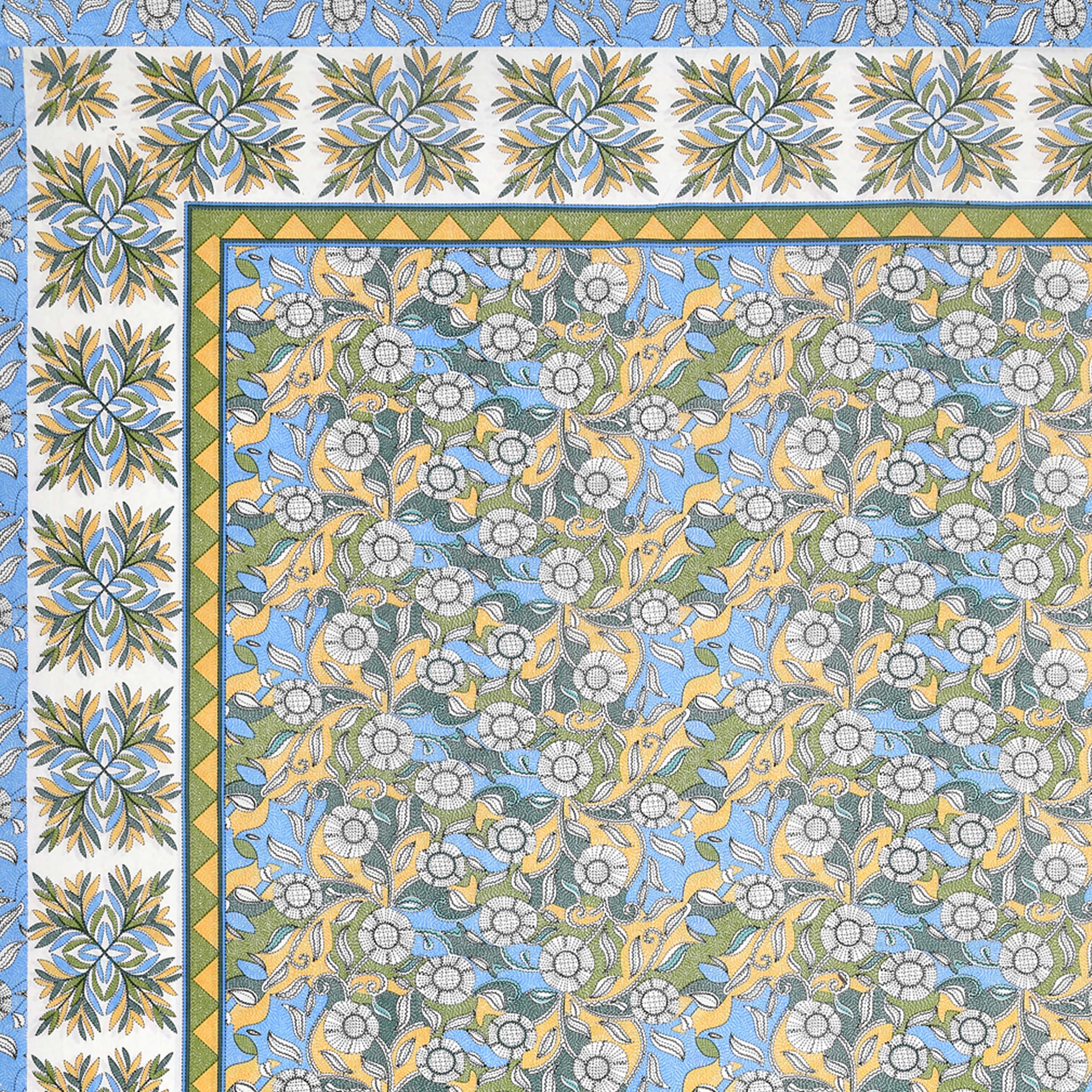 Parkota Bloom Collection 95x108 Double Bedsheet with Traditional Floral Motifs & Matching Pillow Covers