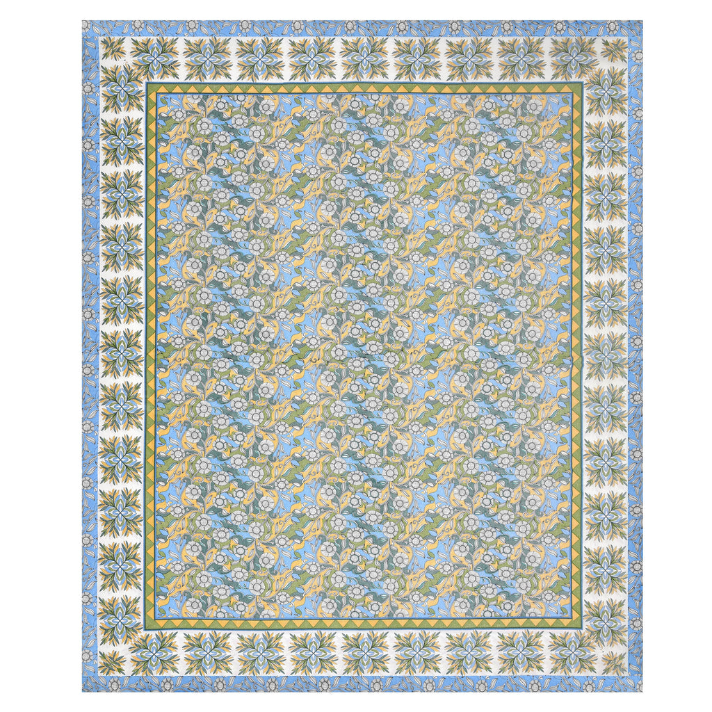 Parkota Bloom Collection 95x108 Double Bedsheet with Traditional Floral Motifs & Matching Pillow Covers