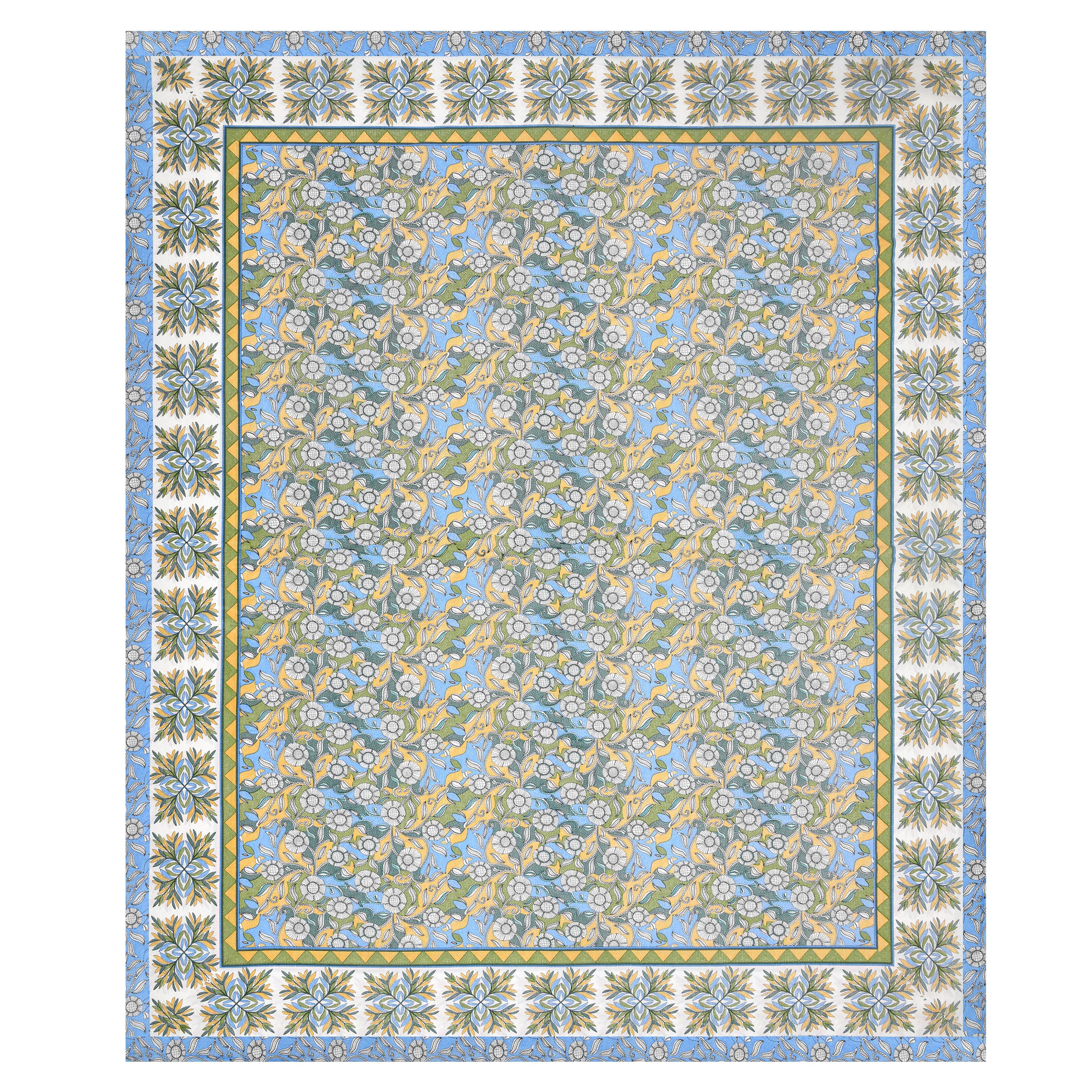Parkota Bloom Collection 95x108 Double Bedsheet with Traditional Floral Motifs & Matching Pillow Covers