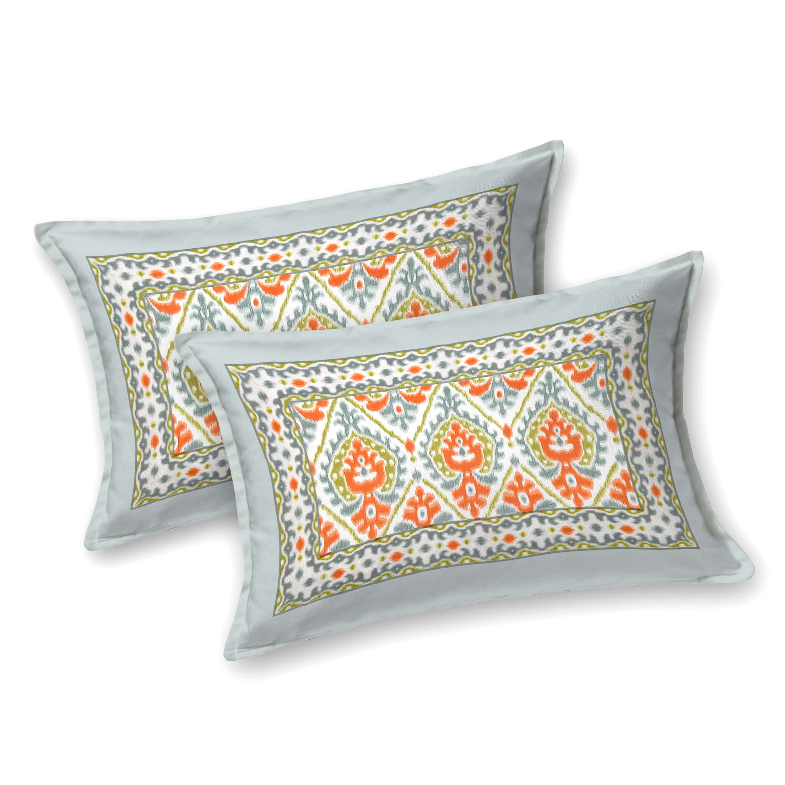 Eklavya Ikat Collection 95x108 Double Bedsheet with Traditional Ikat Motifs & Matching Pillow Covers