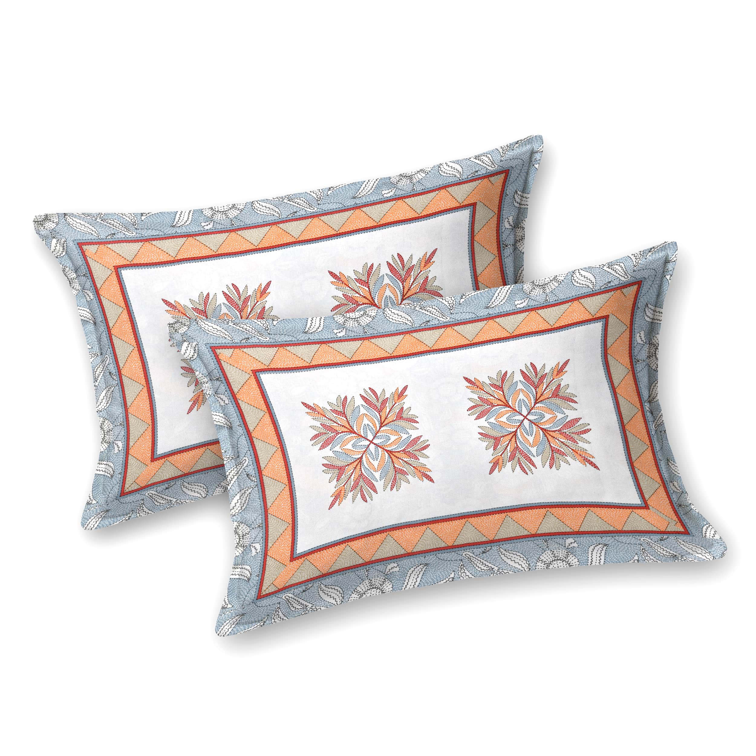 Parkota Bloom Collection 95x108 Double Bedsheet with Traditional Floral Motifs & Matching Pillow Covers
