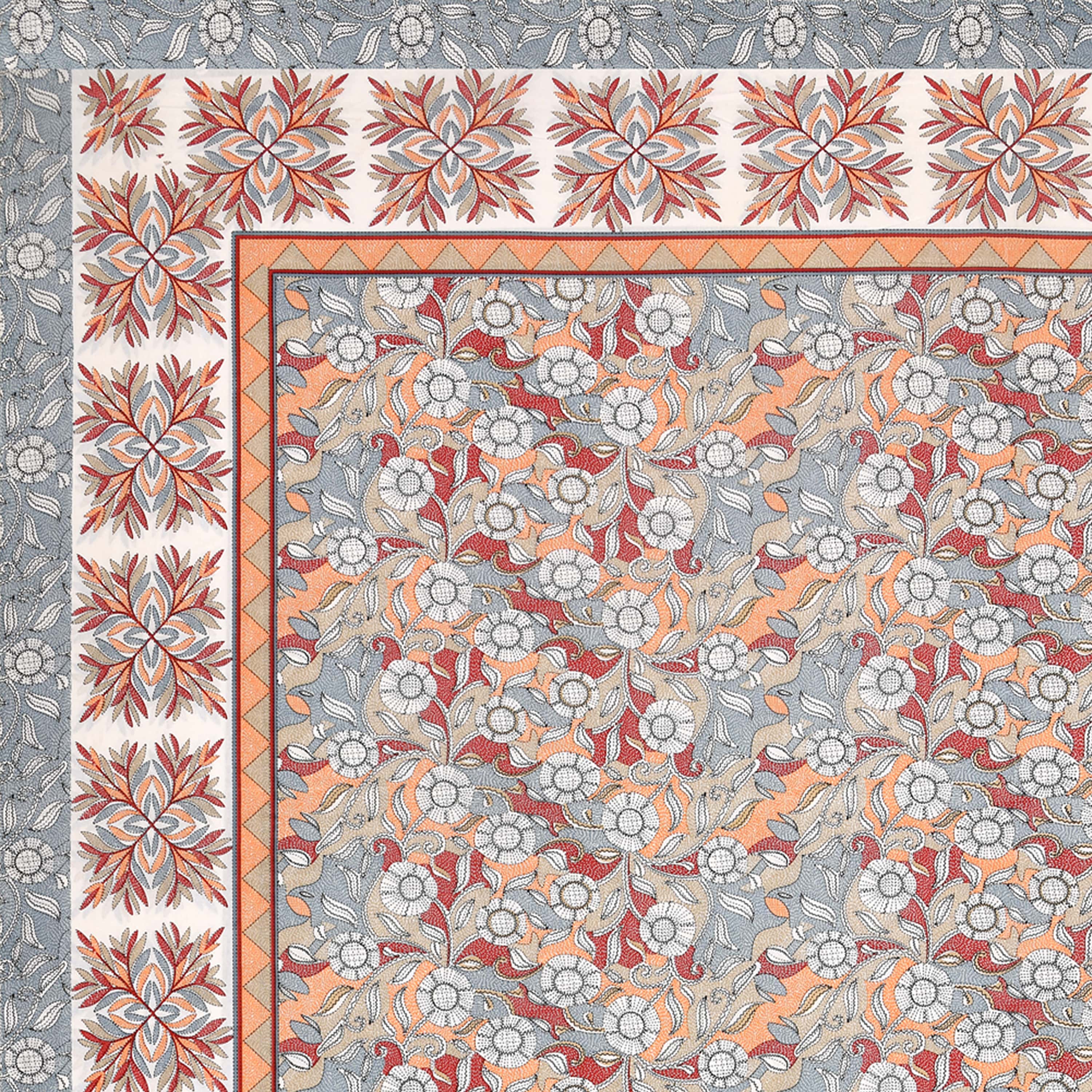 Parkota Bloom Collection 95x108 Double Bedsheet with Traditional Floral Motifs & Matching Pillow Covers