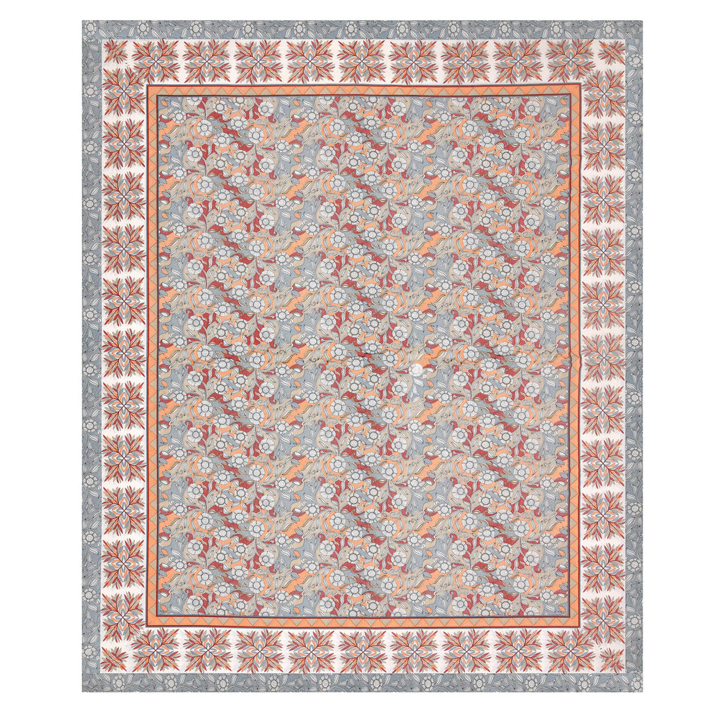 Parkota Bloom Collection 95x108 Double Bedsheet with Traditional Floral Motifs & Matching Pillow Covers