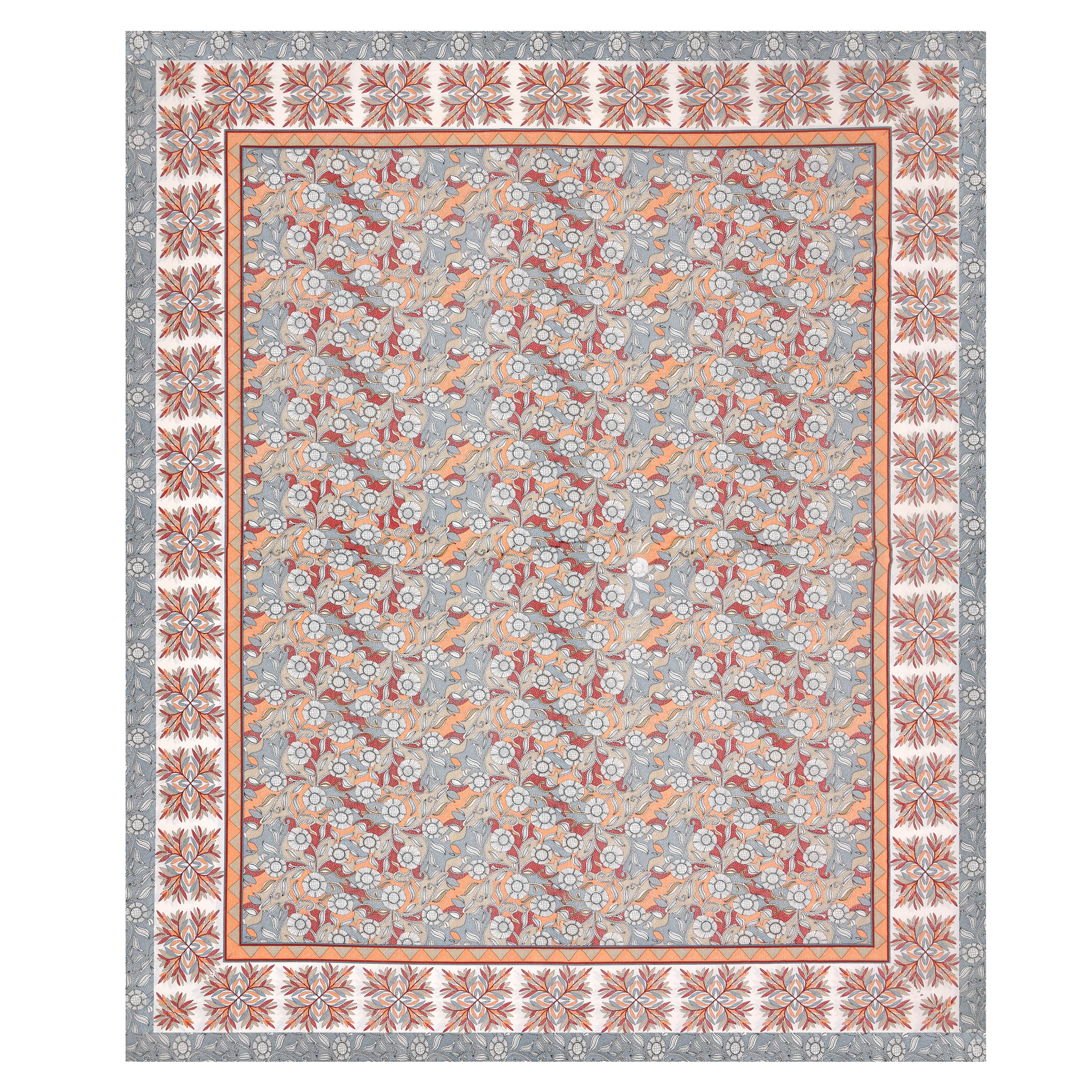 Parkota Bloom Collection 95x108 Double Bedsheet with Traditional Floral Motifs & Matching Pillow Covers
