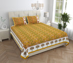 Traditional Floral Buta Design Double Bedsheet 95x108 – Parkota Collection with Pillow Covers