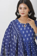 Indigo Bloom Tiered Anarkali Set