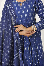 Indigo Bloom Tiered Anarkali Set