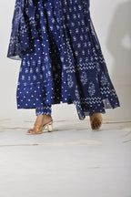 Indigo Bloom Tiered Anarkali Set