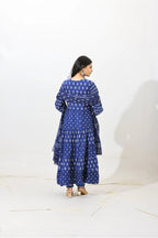 Indigo Bloom Tiered Anarkali Set