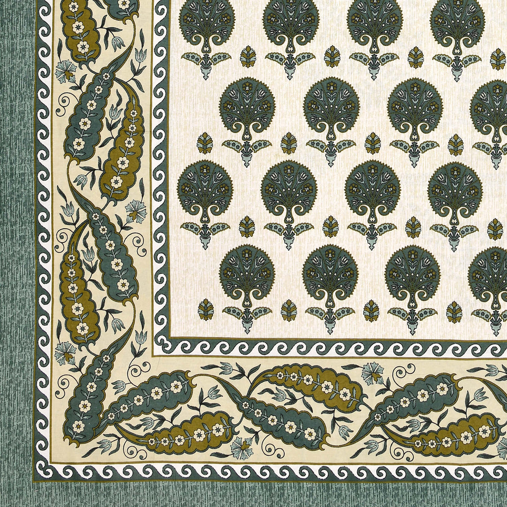 Kesari Cotton Single Bedsheet with Tree & Paisley Print | 70x100 Inches + 2 Pillow Covers
