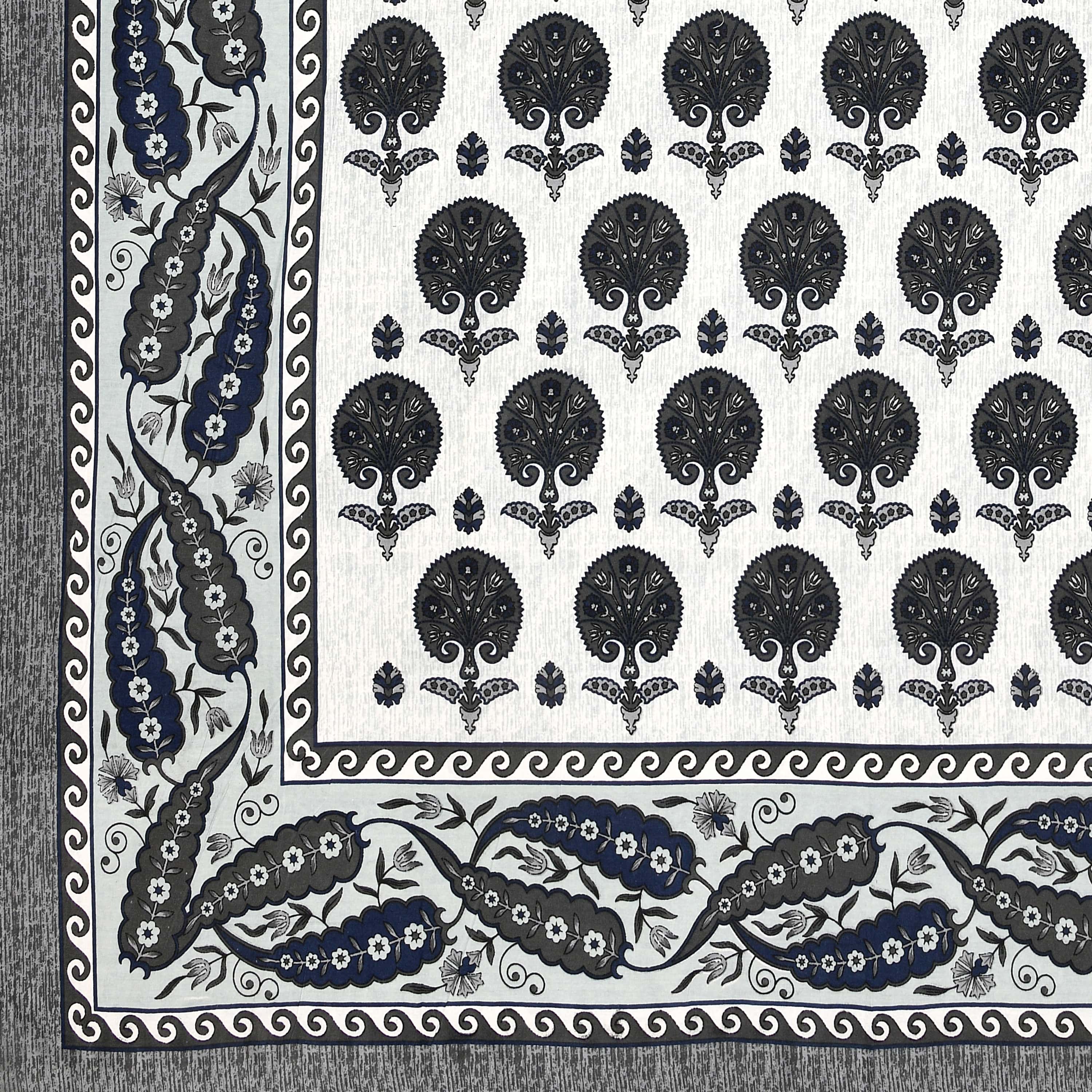 Kesari Cotton Single Bedsheet with Tree & Paisley Print | 70x100 Inches + 2 Pillow Covers