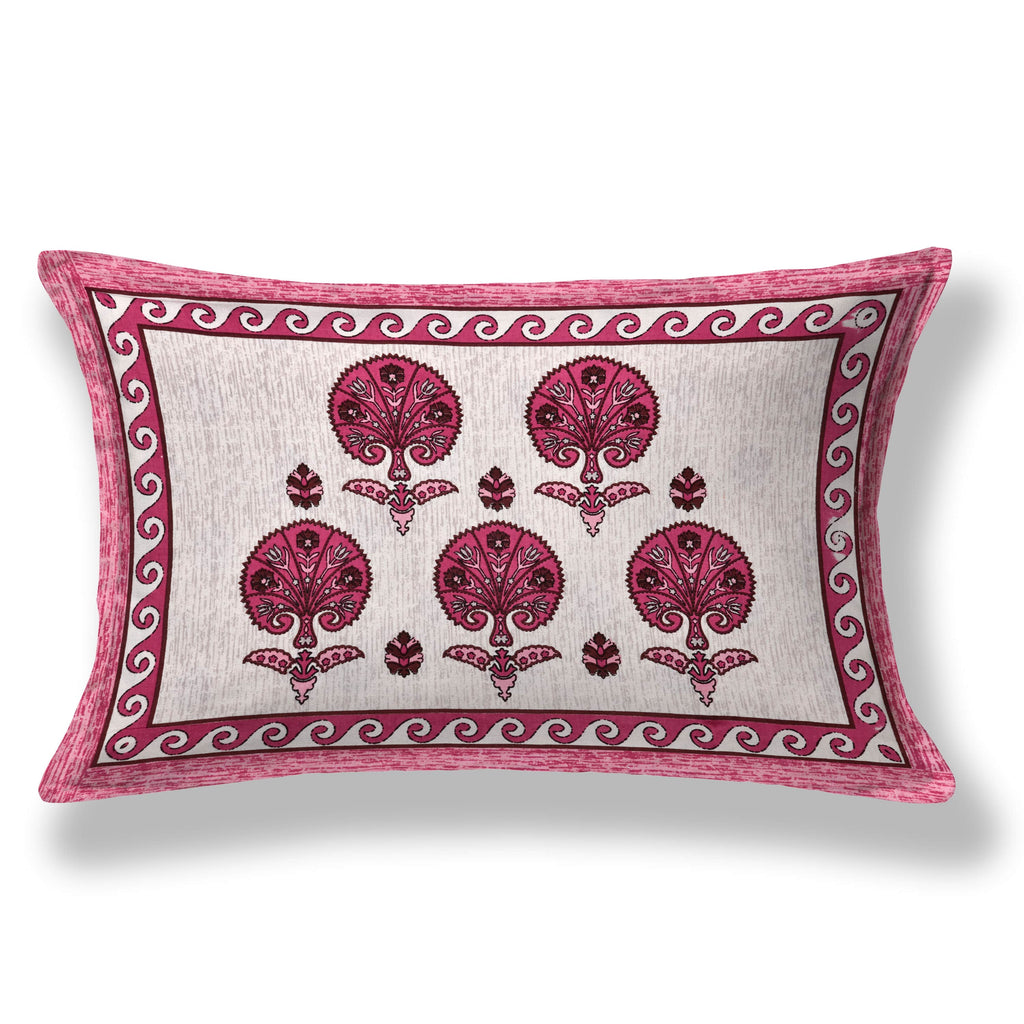 Kesari Cotton Single Bedsheet with Tree & Paisley Print | 70x100 Inches + 2 Pillow Covers