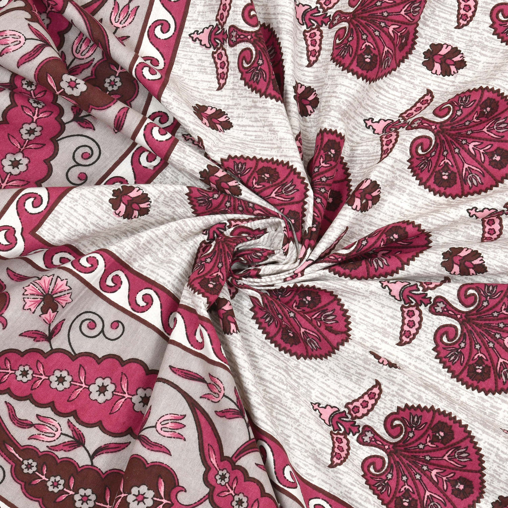 Kesari Cotton Single Bedsheet with Tree & Paisley Print | 70x100 Inches + 2 Pillow Covers