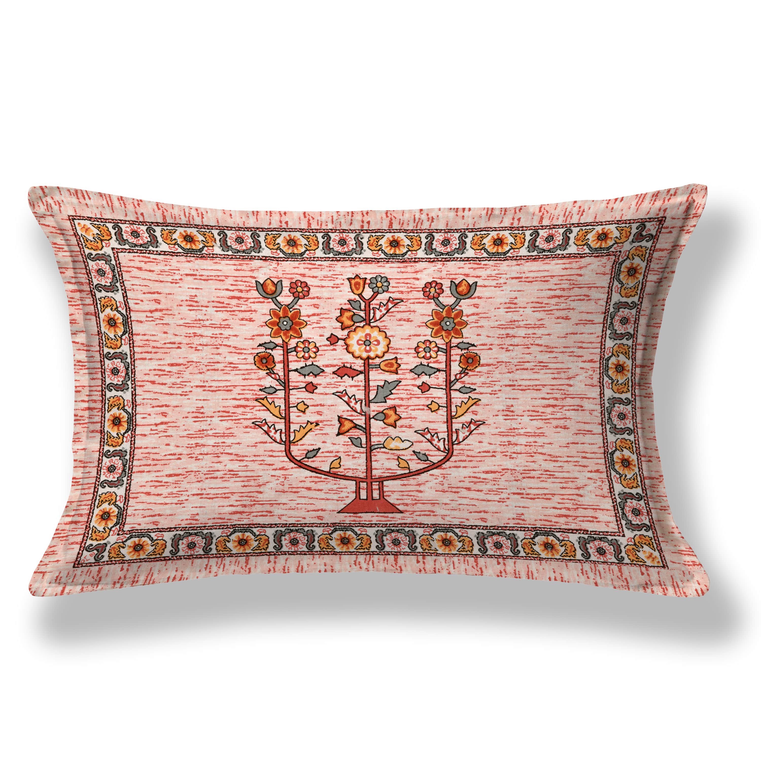 Premium Cotton Kesari Floral Tree Single Bedsheet Set | 70x100 Inches with 2 Pillow Covers