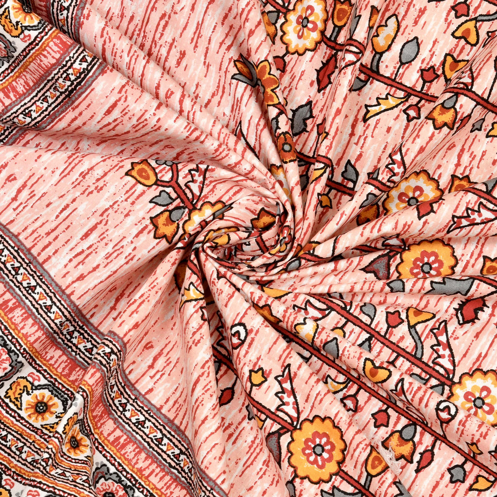 Premium Cotton Kesari Floral Tree Single Bedsheet Set | 70x100 Inches with 2 Pillow Covers