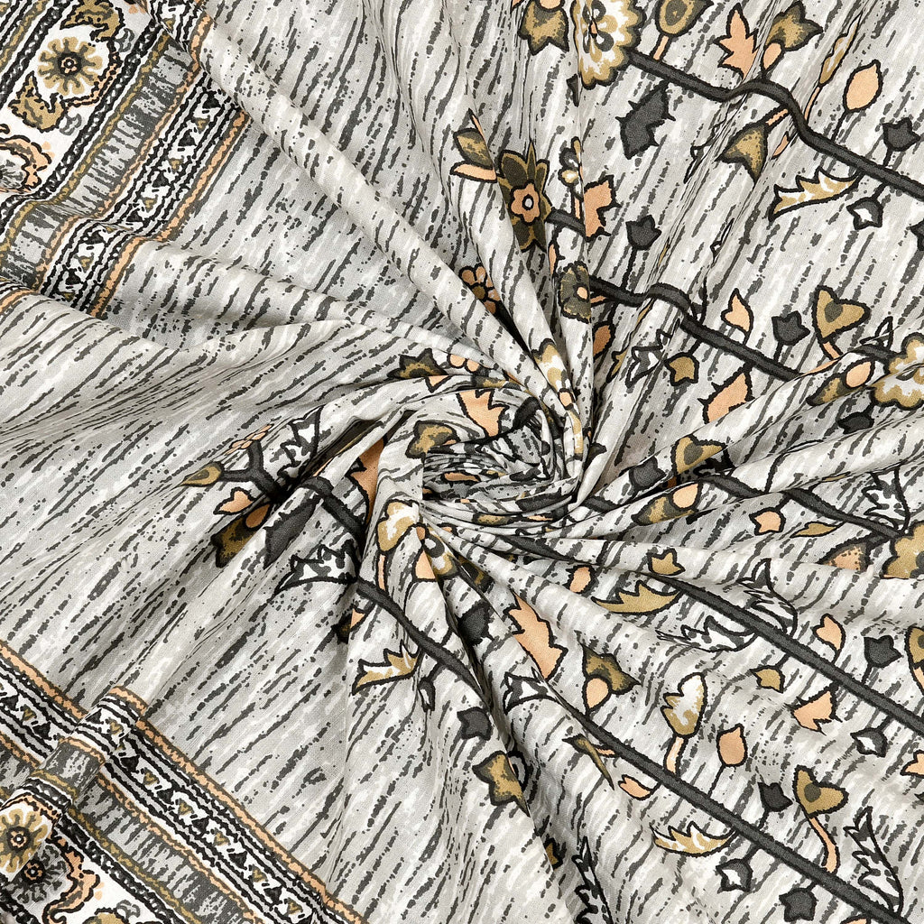 Premium Cotton Kesari Floral Tree Single Bedsheet Set | 70x100 Inches with 2 Pillow Covers