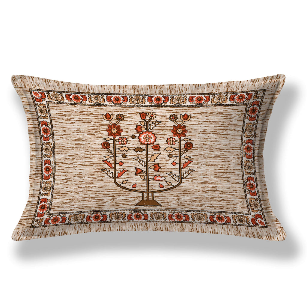 Premium Cotton Kesari Floral Tree Single Bedsheet Set | 70x100 Inches with 2 Pillow Covers
