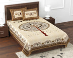 Premium Cotton Kesari Tree of Life Single Bedsheet Set | 70x100 Inches with 2 Pillow Covers