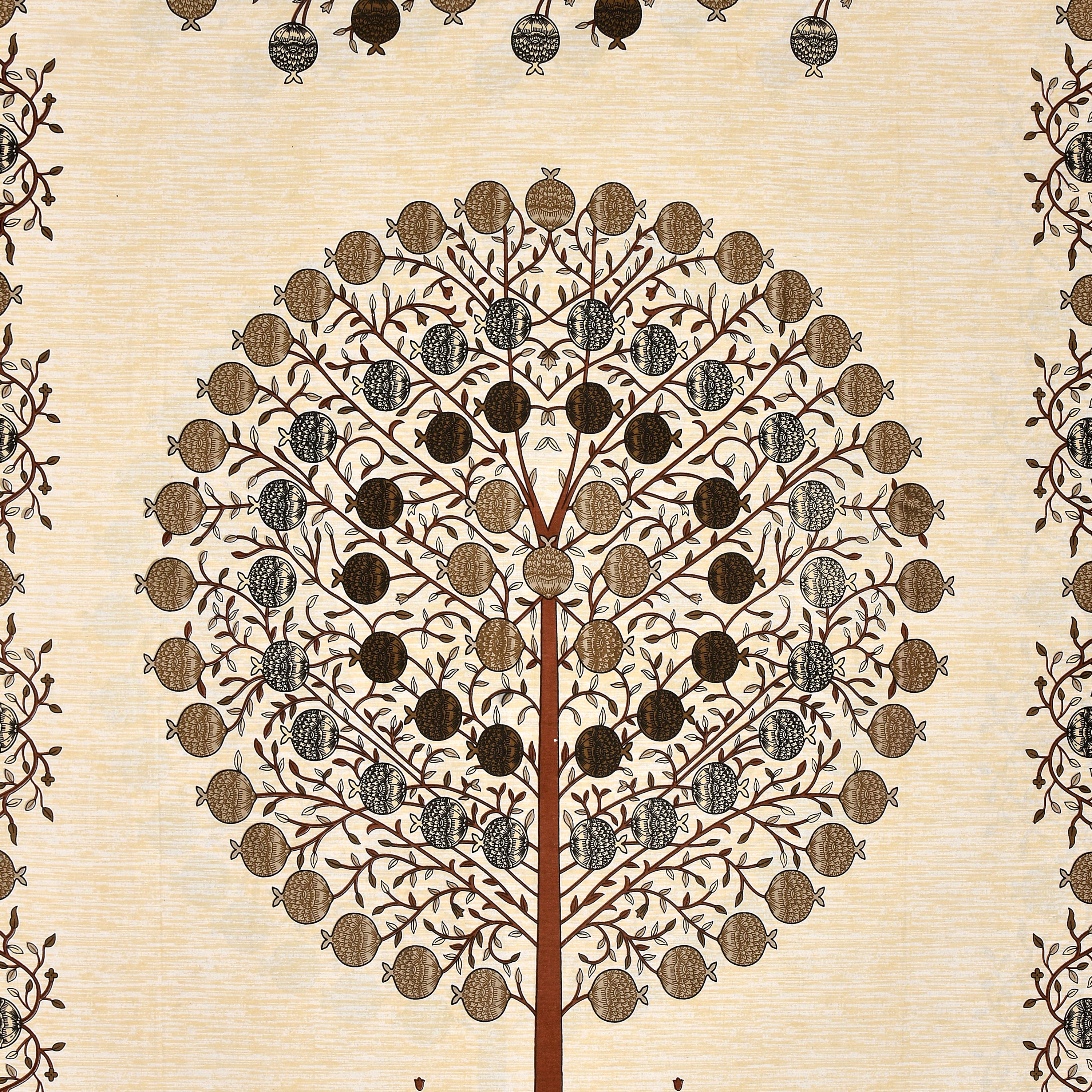 Premium Cotton Kesari Tree of Life Single Bedsheet Set | 70x100 Inches with 2 Pillow Covers